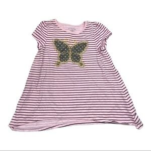 Wonderkids Toddler Girls Shirt Size 4T Striped Butterfly Chest Graphic Top